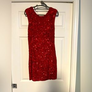 Size 10 Scala Red sequinned cocktail dress.
